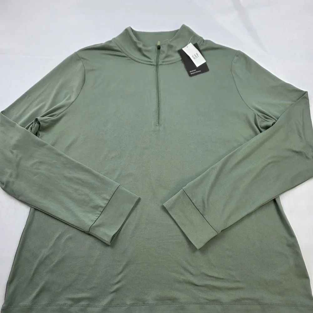 Gap GapFit Pullover Mens XL Green 1/4 Zip Long Sleeve Athletic Training Top